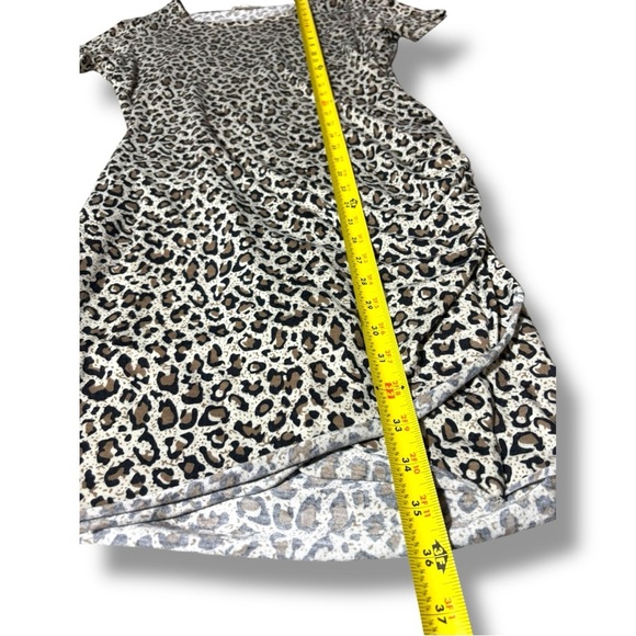 LA MIEL Brown/Black/White Leopard Print Bodycon Side Rouching T-Shirt Mini Dress - Picture 7 of 16